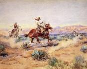 Roping a Wolf - 查尔斯·马里安·拉塞尔